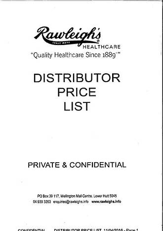 Distributor Price List